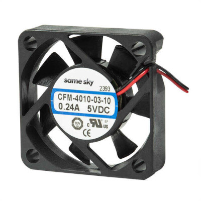 Fan Tubeaxial 5VDC Square - 40mm L x 40mm H Ball 10.0 CFM (0.280m³/min) 3 Wire Leads - 1