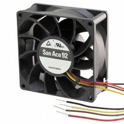Fan Tubeaxial 24VDC Square - 92mm L x 92mm H Ball 180.0 CFM (5.04m³/min) 4 Wire Leads - Sanyo Denki America Inc.