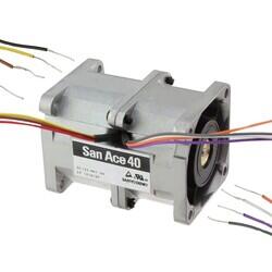 Fan Tubeaxial (Dual) 12VDC Square - 40mm L x 40mm H Ball 31.8 CFM (0.890m³/min) 4 Wire Leads per Fan - 1