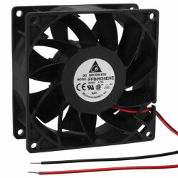 Fan Tubeaxial 24VDC Square - 92mm L x 92mm H Ball 110.2 CFM (3.09m³/min) 2 Wire Leads - Delta Electronics