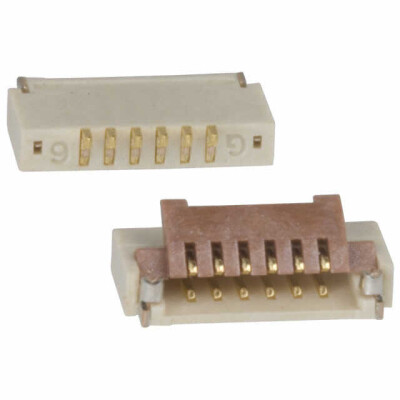 6 Position FFC, FPC Connector Contacts, Bottom 0.020