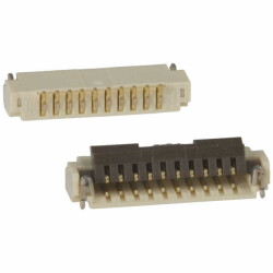 10 Position FFC, FPC Connector Contacts, Bottom 0.020