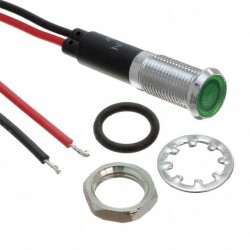 LED Panel Indicator Green 150° 24V 20mA Wire Leads - 7.3