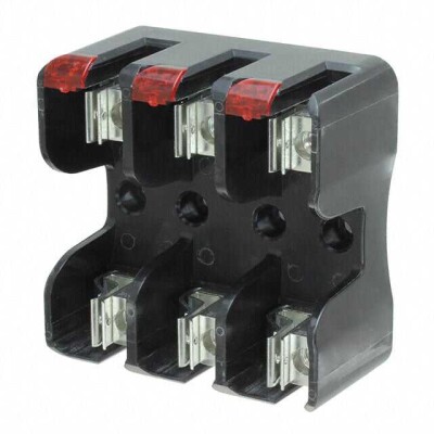 Fuse Block 100 A 600V 3 Circuit Cartridge DIN Rail - 1