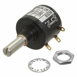 1k Ohm 1 Gang Linear Panel Mount Potentiometer 10.0 Turns Wirewound 2W Solder Lug - Nidec Components Corporation