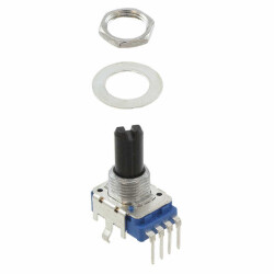 10k Ohm 1 Gang Linear Panel Mount Potentiometer 1.0 Turns Carbon 0.05W, 1/20W PC Pins, Board Locks - Bourns Inc.