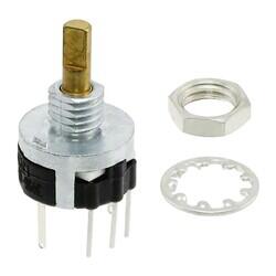 5k Ohm 1 Gang Linear Panel Mount Potentiometer Rotary, SPST 1 Kierros Conductive Plastic 0.25W, 1/4W PC Pins - 1