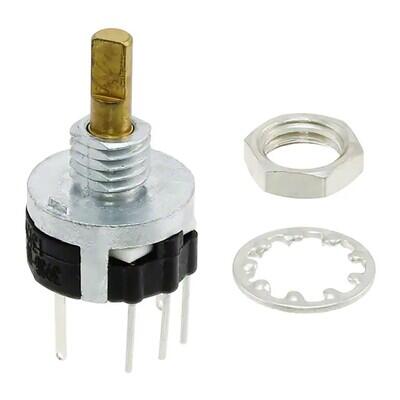5k Ohm 1 Gang Linear Panel Mount Potentiometer Rotary, SPST 1 Kierros Conductive Plastic 0.25W, 1/4W PC Pins - 1