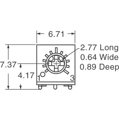 10 kOhms 0.5W, 1/2W Gull Wing Surface Mount Trimmer Potentiometer Cermet 1.0 Turn Side Adjustment - 6