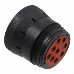 9 Position Circular Connector Plug Housing Free Hanging (In-Line) Coupling Nut - TE Connectivity Deutsch Connectors