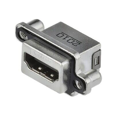 HDMI Receptacle Connector 19 Position Panel Mount, Through Hole, Right Angle - 1