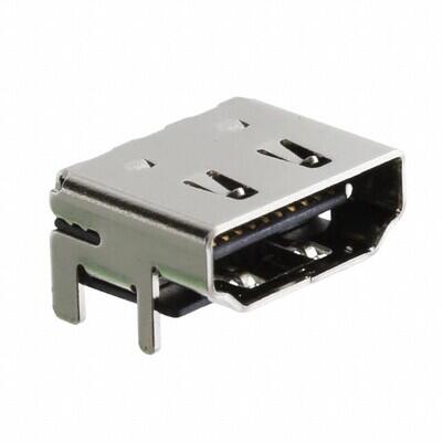HDMI Receptacle Connector 19 Position Surface Mount, Right Angle; Through Hole - 1
