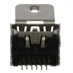HDMI Receptacle Connector 19 Position Panel Mount, Through Hole, Right Angle - TE Connectivity AMP Connectors