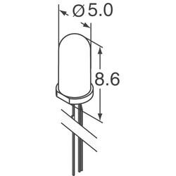 Infrared (IR) Emitter 940nm 1.35V 100mA 40mW/sr @ 100mA 34° Radial, 5mm Dia (T 1 3/4) - 2