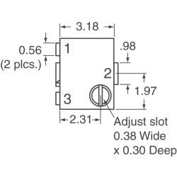 10 kOhms 0.125W, 1/8W J Lead Surface Mount Trimmer Potentiometer Cermet 11.0 Turn Top Adjustment - 6