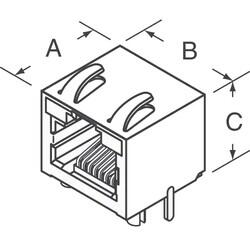 Jack Modular Connector 8p8c (RJ45, Ethernet) 90° Angle (Right) Shielded, EMI Finger - 2