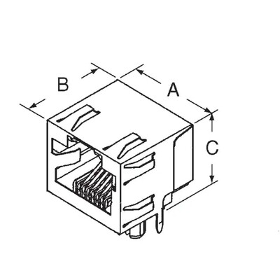 Jack Modular Connector 8p8c (RJ45, Ethernet) 90° Angle (Right) Unshielded Cat3 - 2