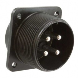 4 (3 + PE) Position Circular Connector Receptacle, Male Pins Solder Cup - JAE Electronics