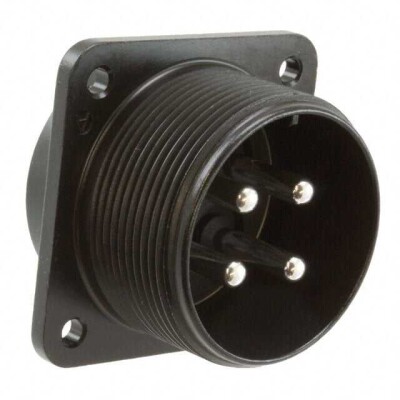 4 (3 + PE) Position Circular Connector Receptacle, Male Pins Solder Cup - 1