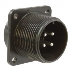 4 (3 + PE) Position Circular Connector Receptacle, Male Pins Solder Cup - JAE Electronics