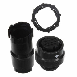 10 Position Circular Connector Plug Housing Free Hanging (In-Line) Backshell, Coupling Nut - JAE Electronics