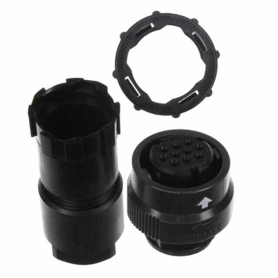 10 Position Circular Connector Plug Housing Free Hanging (In-Line) Backshell, Coupling Nut - 1