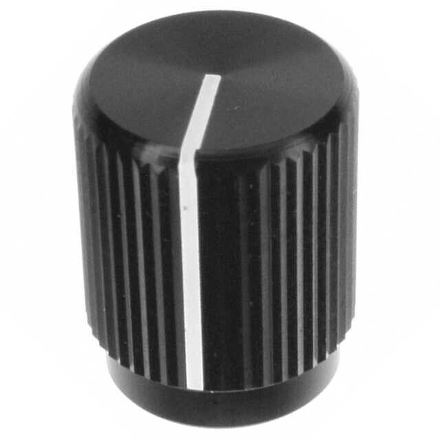  Knurled, Straight Knob 0.126" (3.20mm) Shaft With Line On Top And Side Metal Black