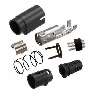 4 (Power) Position Circular Connector Plug, Male Pins Solder Cup - 1