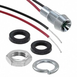 LED Panel Indicator Green Diffused 45° 5V Wire Leads - 6