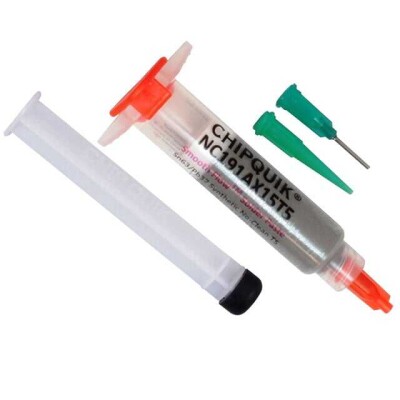 Leaded No-Clean Solder Paste Sn63Pb37 (63/37) Syringe, 0.53 oz (15g), 5cc - 1