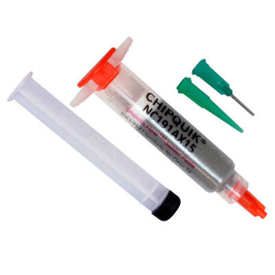 Leaded No-Clean Solder Paste Sn63Pb37 (63/37) Syringe, 0.53 oz (15g), 5cc - 1