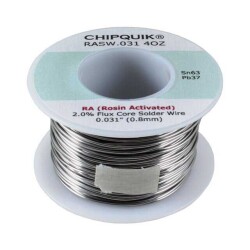 Leaded Rosin Activated (RA) Wire Solder Sn63Pb37 (63/37) 21 AWG, 20 SWG Spool, 4 oz (113.40g) - Chip Quik Inc.
