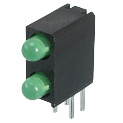 LED Circuit Board Indicator LED Circuit Board Indicator 2 High Green (x 2) Diffused, Tinted 2.2V 25mA Round with Domed Top 3mm, T-1 Through Hole, Right Angle - 1