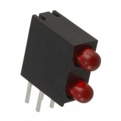 LED Circuit Board Indicator LED Circuit Board Indicator 2 High Red (x 2) Diffused, Tinted 2V 20mA Round with Domed Top 3mm, T-1 Through Hole, Right Angle - Kingbright
