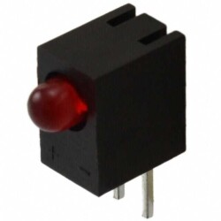 LED Circuit Board Indicator LED Circuit Board Indicator Single Red Diffused, Tinted 2V 20mA Round with Domed Top 3mm, T-1 Through Hole, Right Angle - Kingbright