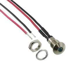 LED Panel Indicator Green Diffused 35° 2.1V 30mA Wire Leads - 12