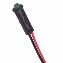 LED Panel Indicator Green Diffused 60° 2.1V 25mA Wire Leads - 6