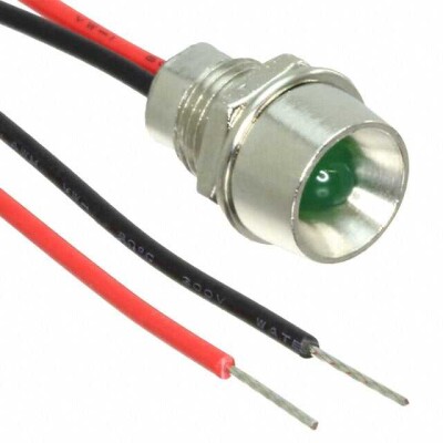LED Panel Indicator Green Diffused 60° 2.2V 25mA Wire Leads - 6