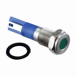 LED Panel Indicator Green Clear 2.8V 20mA Quick Connect - 0.110