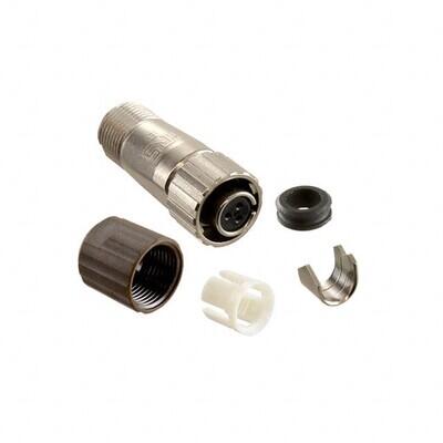 3 Position Circular Connector Plug, Female Sockets Solder Cup - 1