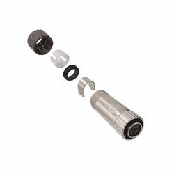 4 Position Circular Connector Plug, Female Sockets Solder Cup - 1