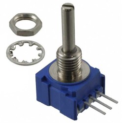 100k Ohm 1 Gang Linear Panel Mount Potentiometer 1.0 Turns Cermet 1W PC Pins - Bourns Inc.