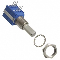 10k Ohm 1 Gang Linear Panel Mount Potentiometer 1 Turns Conductive Plastic 0.5W, 1/2W PC Pins - Bourns Inc.