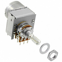 10k Ohm 2 Gang Linear Panel Mount Potentiometer 1 Turns Carbon 0.1W, 1/10W PC Pins - 1