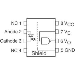 Logic Output Optoisolator 10MBd Open Collector, Schottky Clamped 3750Vrms 1 Channel 15kV/µs CMTI 8-SO Tall - 2