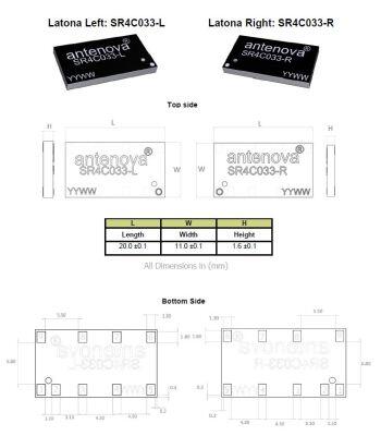 LP-WAN, 791-960 MHz NB-IOT / LoRa / ISM Latona SMD antenna - 3