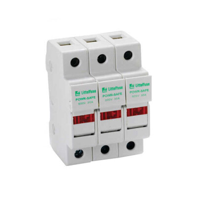 Fuse Holder 30 A 600V 3 Circuit Cartridge DIN Rail - 1