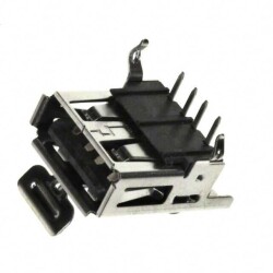USB-A (USB TYPE-A) Receptacle Connector 4 Position Panel Mount, Through Hole, Right Angle - Amphenol ICC (Commercial Products)