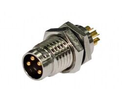 M8 A-Code Receptacle 4Pin Male, Solder Type, Front Fastened - 1