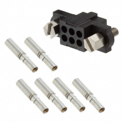 6 Position Rectangular Receptacle Connector Crimp Gold 24-28 AWG - Harwin Inc.